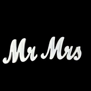White Wash Wooden 'Mr Mrs' Decorative Wedding Signs